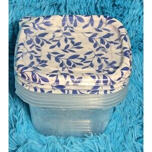 True Living 5pk Square Storage Containers 33.8 fl oz Snap Lids Capri Summer